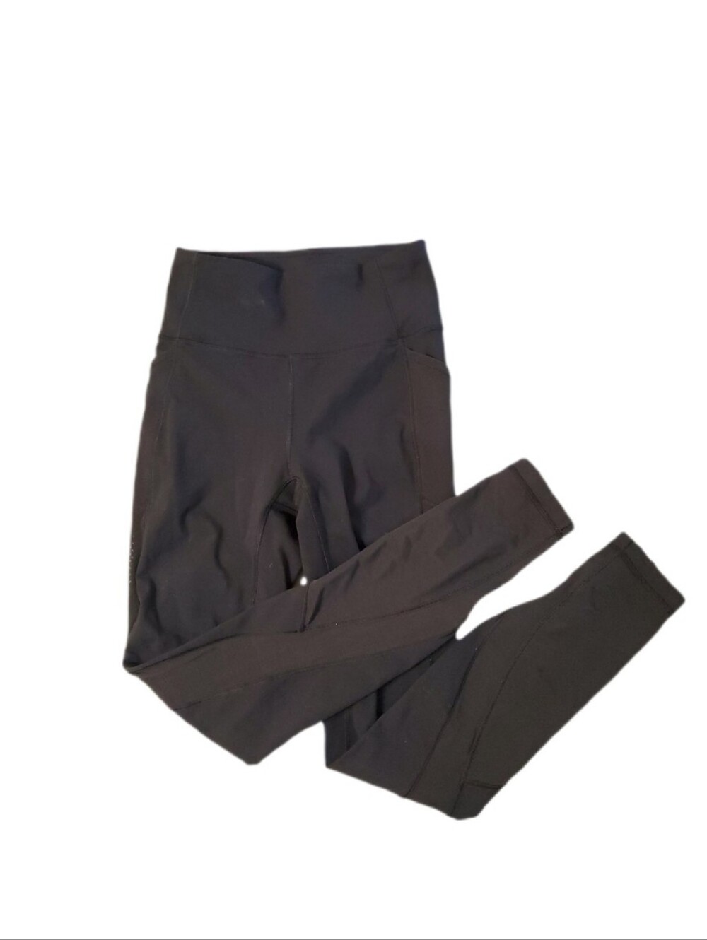Lululemon Black Full Length Mesh Detail Side Pockets Workout Leggings Size 4